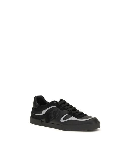 Dolce & Gabbana Black Calf Leather Bos Taurus Sneakers for men