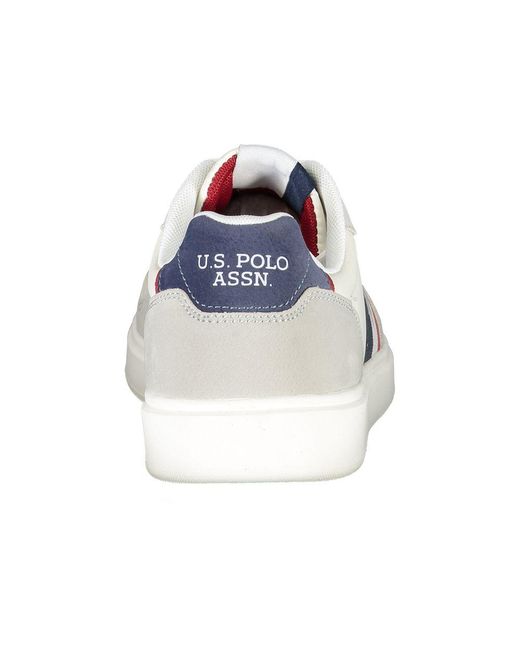 U.S. POLO ASSN. White Sleek Lace-Up Sneakers With Contrast Detailing for men