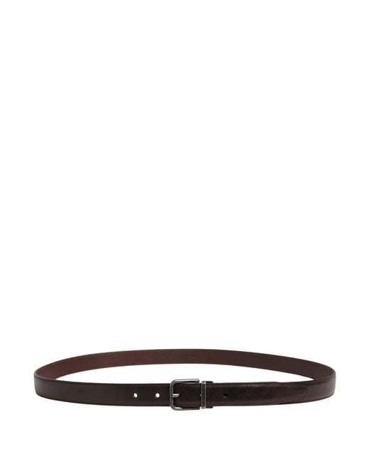 Dolce & Gabbana Brown Classic Leather Metal Buckle Belt Calf for men