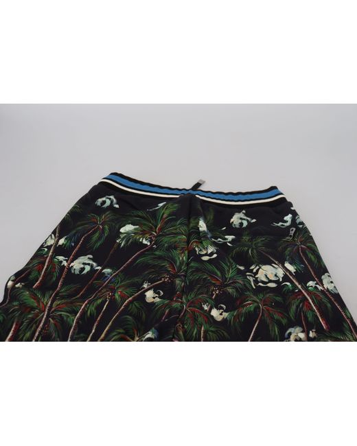 Dolce & Gabbana Black Cotton Volcano Print Casual Shorts for men