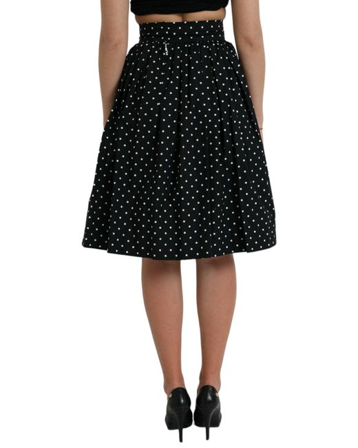 Dolce & Gabbana Black Polka Dot Knee-Length Couture Skirt