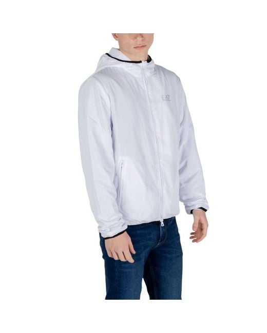 EA7 Blue White Polyester Jacket for men