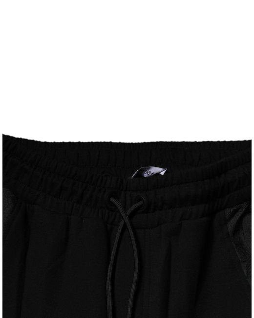 Dolce & Gabbana Black Casual Joggers Leopard Print Side Stripe Trousers for men