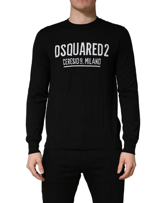 DSquared² Black Logo Knitted Crew Neck Men Pullover Sweater for men