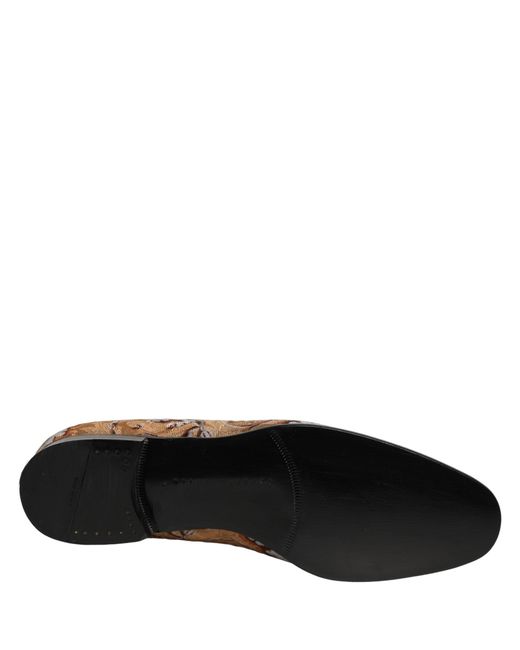 Dolce & Gabbana Multicolor Gold Brocade Baroque Men Loafers Shoes for men