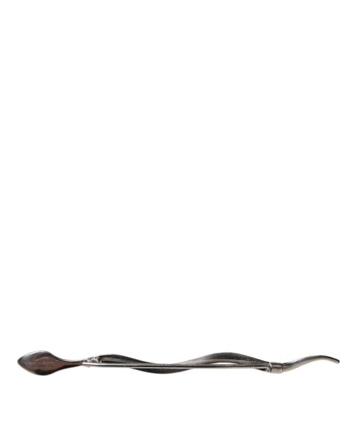 Dolce & Gabbana White Silver Brass Crystal Spilla Serpente Mens Brooch Pin for men