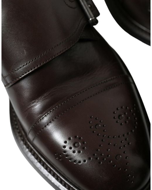 Dolce & Gabbana Black Brown Leather Straps Ankle Boots Shoes for men