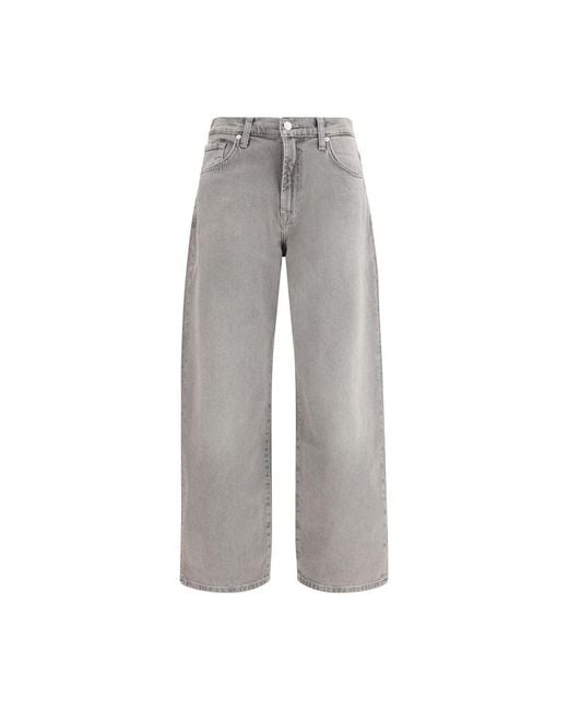 7FOR Gray Cotton Relaxed Fit Jeans