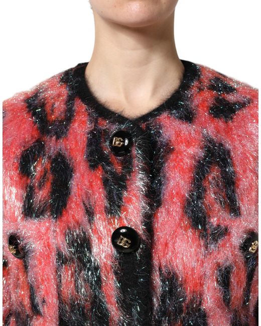 Dolce & Gabbana Red Mohair Wool Button Down Cardigan Sweater for men