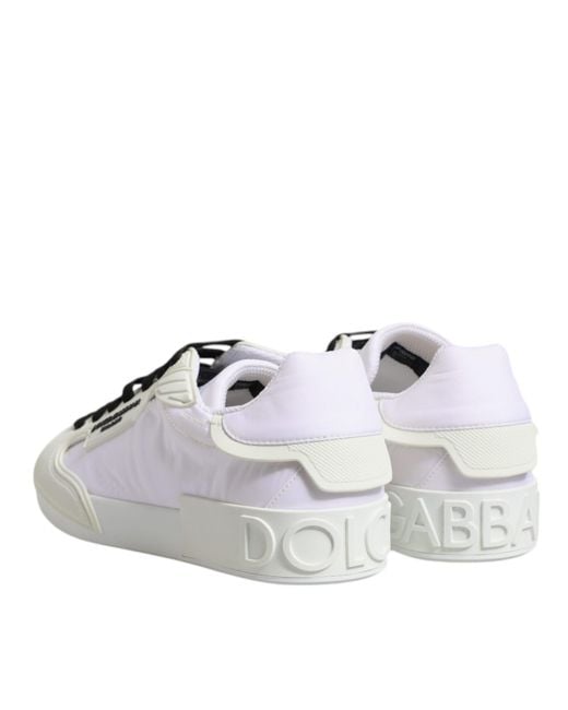 Dolce & Gabbana Multicolor White Nylon Leather Low Top Sneakers Shoes for men