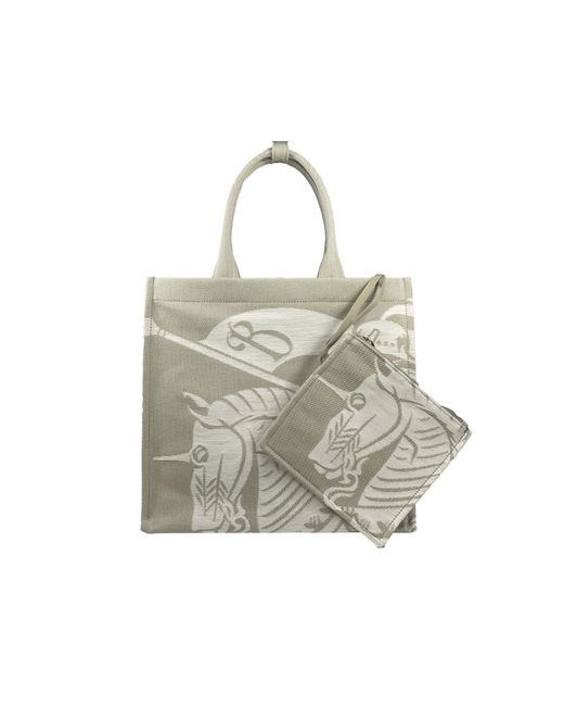 Burberry White Ekd Canvas Tote Bag With Coin Pouch