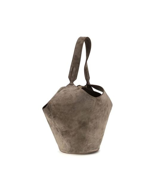 Khaite Gray Beige Calf Leather Bos Taurus Shoulder Bag