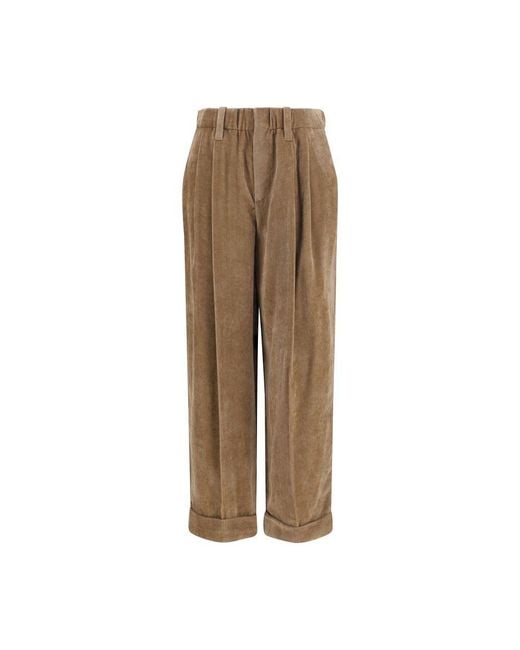 Brunello Cucinelli Brown Viscose Casual Pants