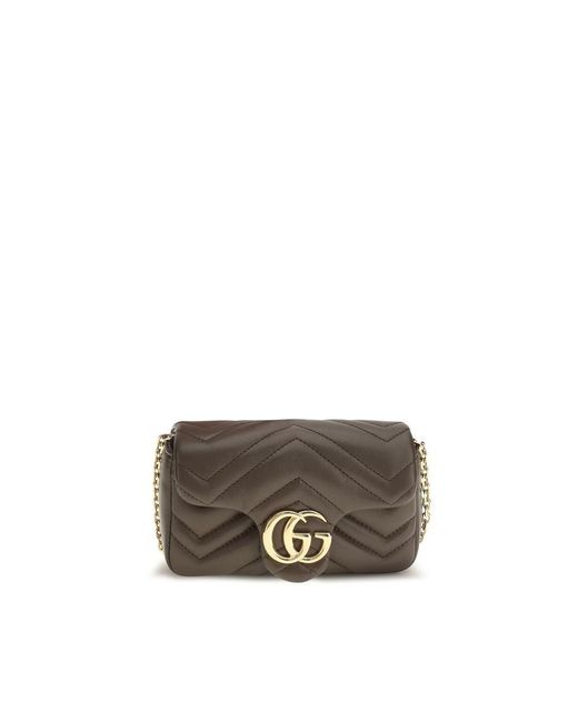 Gucci Gray Brown Calf Leather Bos Taurus Shoulder Bag