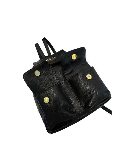 Baldinini Black Leather Backpack
