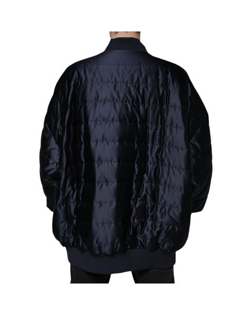 Dolce & Gabbana Black Dark Quilted Full Zip Bomber Jacket for men