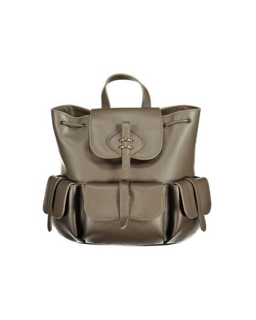 Coccinelle Multicolor Brown Leather Backpack