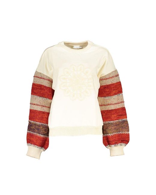 Desigual Red White Cotton Sweater