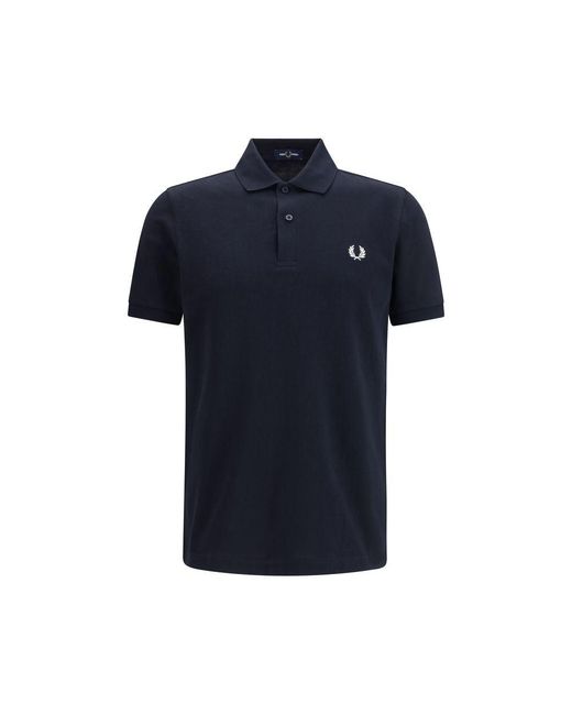 Fred Perry Blue Cotton Polo Shirt for men