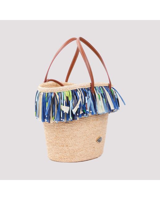 Emilio Pucci Blue Beige Green Straw Basket Bag