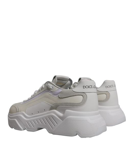 Dolce & Gabbana Gray White Daymaster Low Top Sneakers Shoes for men