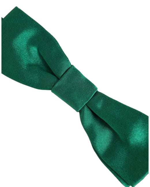 Dolce & Gabbana Men Green 100% Silk Adjustable Neck Papillon Bow Tie for men