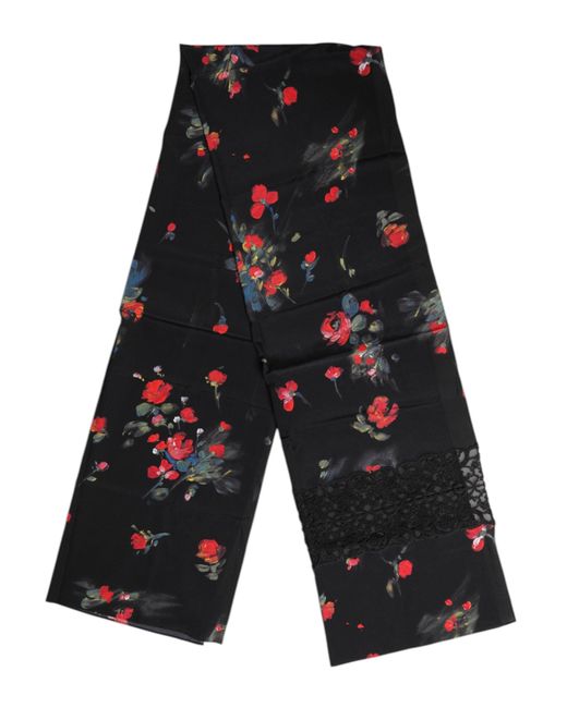 Dolce & Gabbana Black Floral Print Neck Warmer Wrap Scarf for men