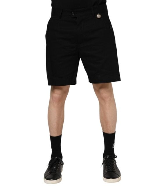 Dolce & Gabbana Black Cotton Knee Length Men Bermuda Shorts for men