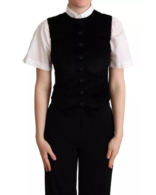 Dolce & Gabbana Black Leopard Print Waistcoat Vest