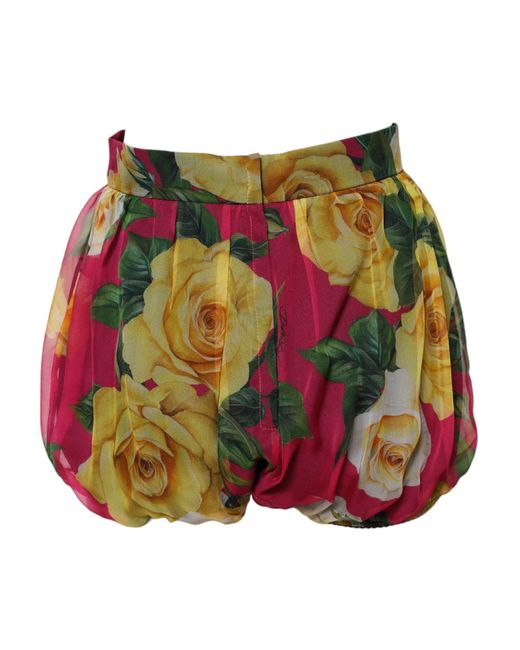 Dolce & Gabbana Red Floral High Waist Hot Pants Shorts