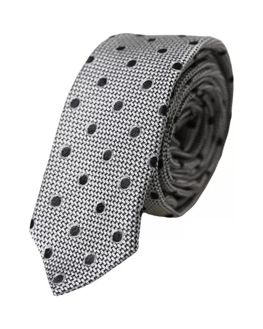 Dolce & Gabbana Gray Polka Dot Necktie for men