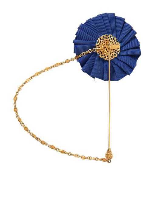 Dolce & Gabbana Blue Brass Crystal Brooch Lapel Pin for men
