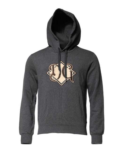 Dolce & Gabbana Black Logo Patch Hooded Sweatshirt Sweater for men