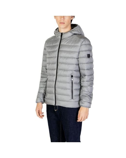 Gianni Lupo Gray Polyamide Coat for men