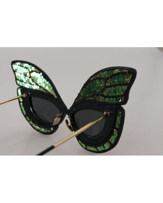 Dolce & Gabbana Black Exquisite Sequined Butterfly Sunglasses