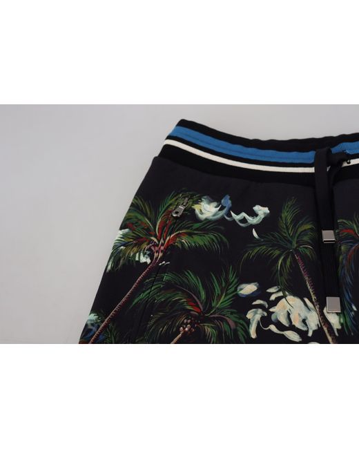 Dolce & Gabbana Black Cotton Volcano Print Casual Shorts for men
