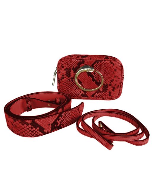 Class Roberto Cavalli Red Leather Di Calfskin Clutch Bag
