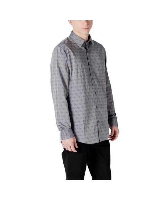 Guess Gray Cotton Dress Shirt for men