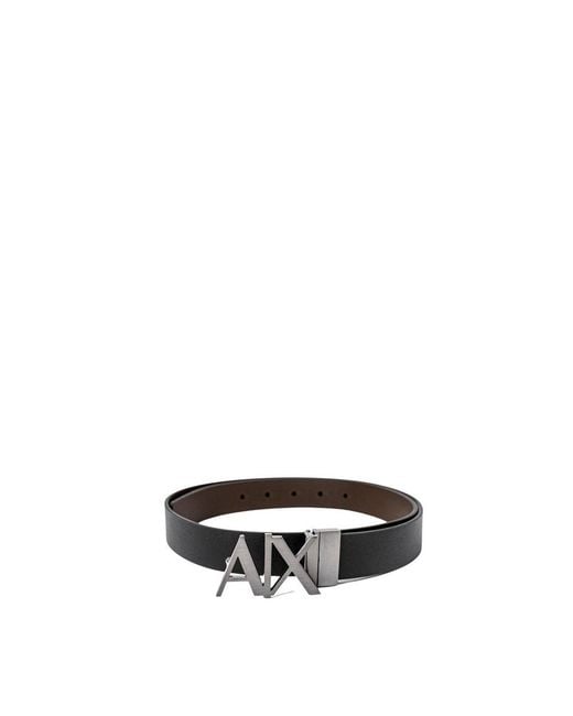 ARMANI EXCHANGE Black Leather Regular Belt for men