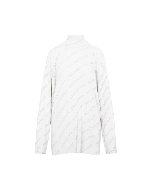 Balenciaga White Oversize Turtleneck Sweater