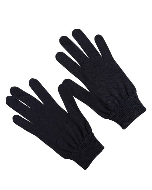 Dolce & Gabbana Men Dark Blue Cashmere Knitted Winter Gloves for men