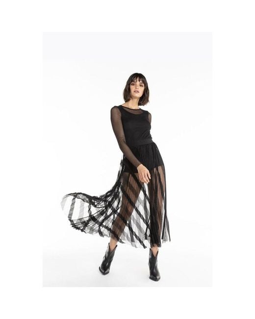 Patrizia Pepe Black Polyester Long Skirt