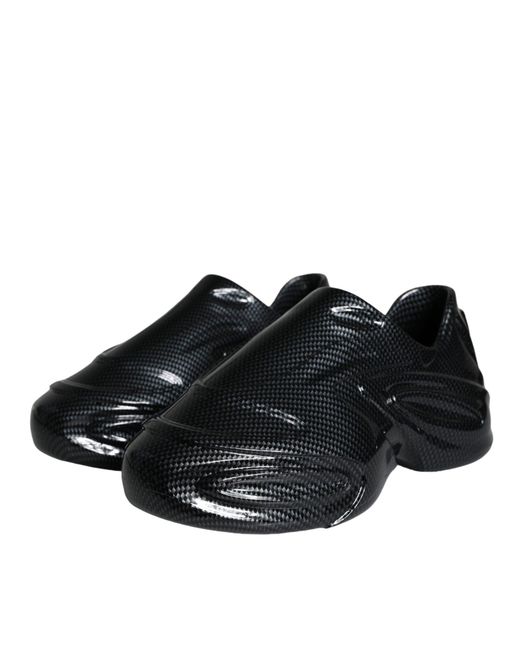 Dolce & Gabbana Black Foiled Rubber Toy Low Top Sneakers Shoes for men