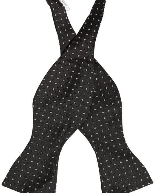 Dolce & Gabbana Black White Polka Dot Adjustable Neck Papillon Bow Tie for men
