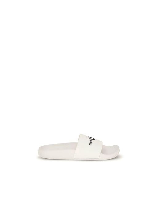 Fred Perry White Rubber Sandals for men