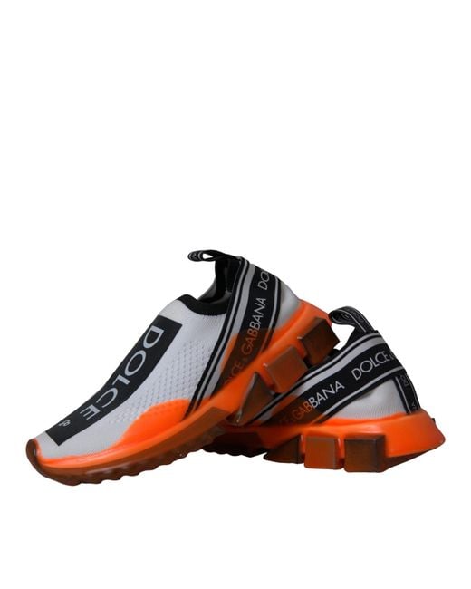 Dolce & Gabbana Orange Slip On Sorrento Sneakers Shoes