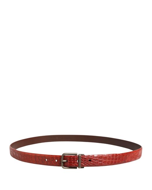 Dolce & Gabbana Red Leather Gold Tone Metal Buckle Men Belt for men