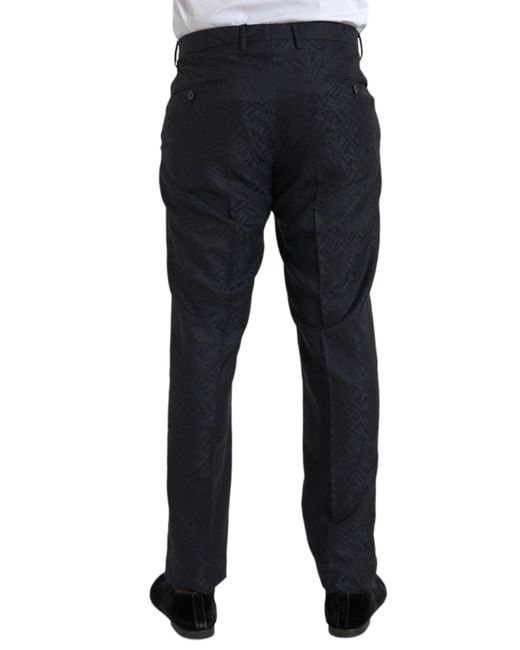 Dolce & Gabbana Blue Brocade Wool Skinny Dress Pants for men