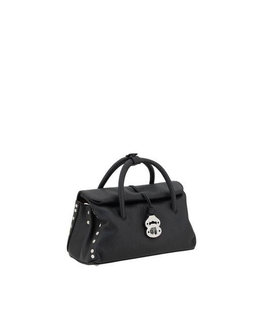 Zanellato Black Calf Leather Bos Taurus Shoulder Bag