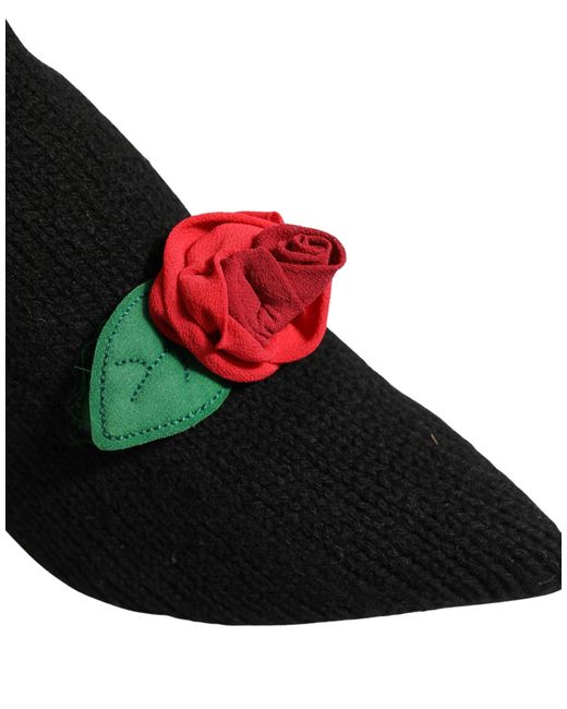 Dolce & Gabbana Red Stiletto Heels Mid Calf Boots Shoes Nylon Virgin Wool Eel